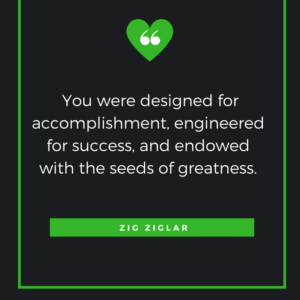 You were designed for accomplishment, engineered for success, and endowed with the seeds of greatness. Zig Ziglar