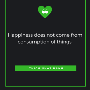 Happiness does not come from consumption of things.– Thich Nhat Hanh