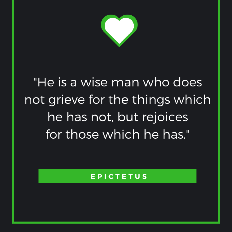 He is a wise man who does not grieve for the things which he has not, but rejoices for those which he has." Epictetus