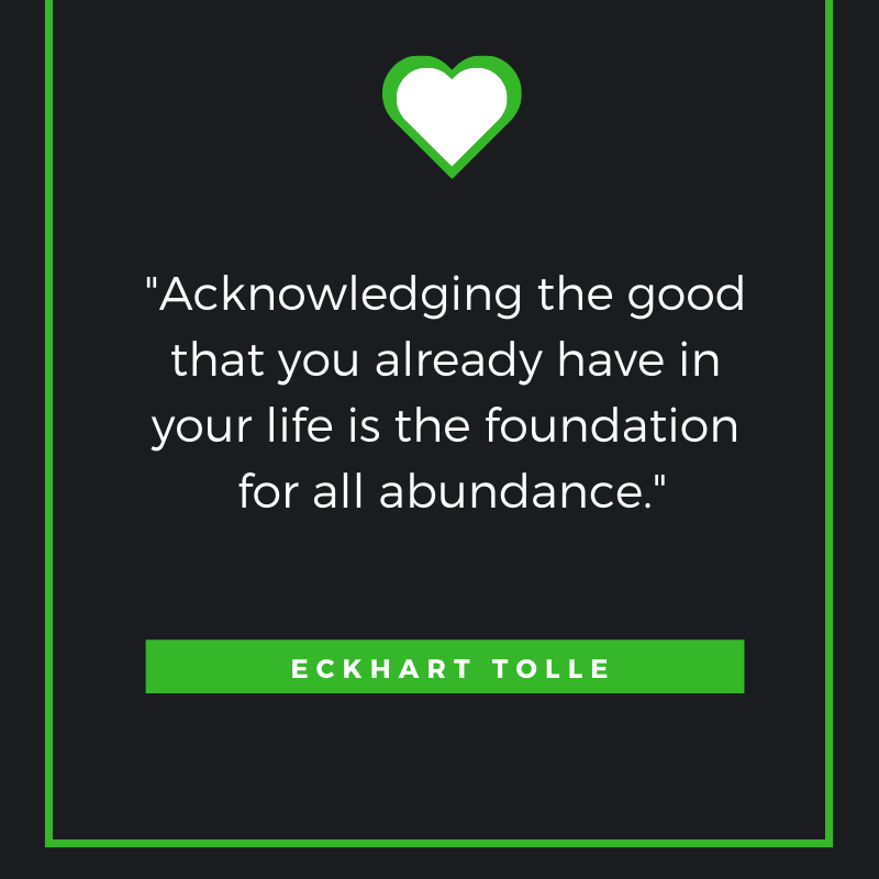 Acknowledging the good that you already have in your life is the foundation for all abundance." Eckhart Tolle