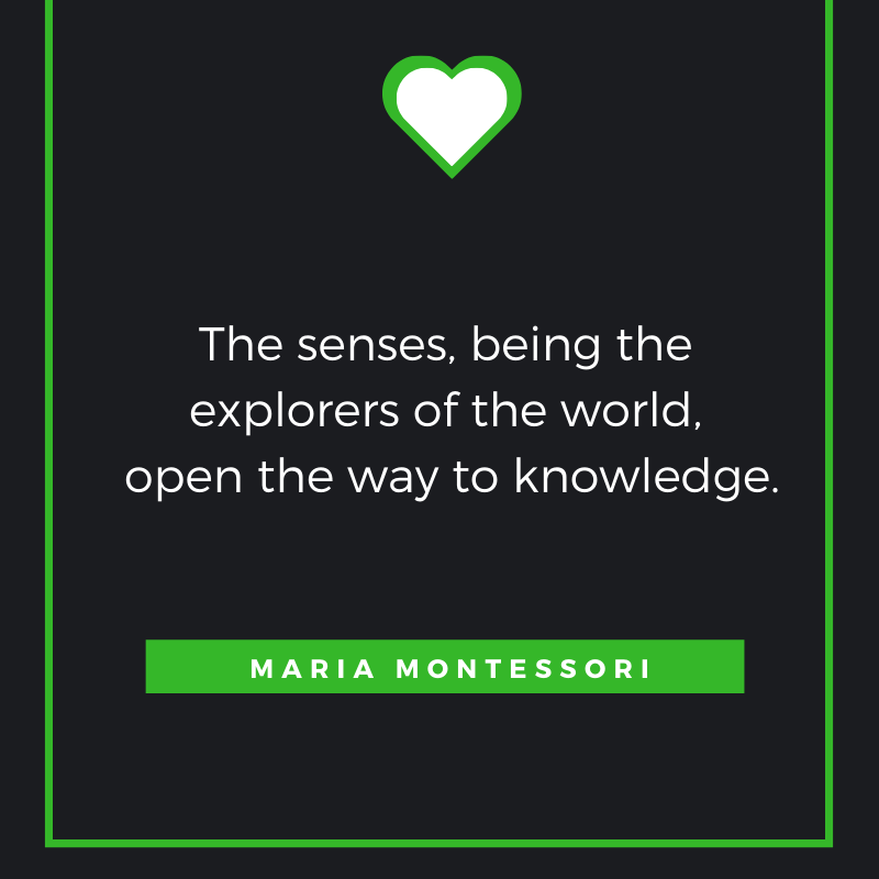 The senses, being the explorers of the world, open the way to knowledge. Maria Montessori