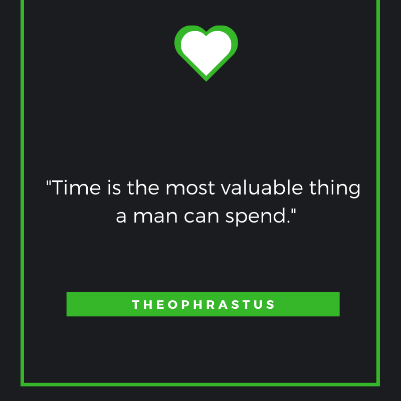 Time is the most valuable thing a man can spend. Theophrastus